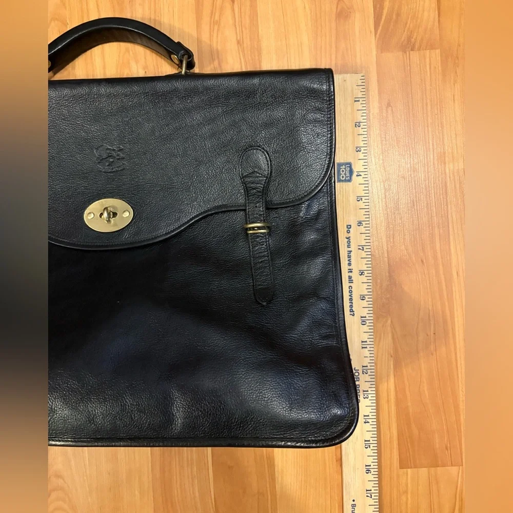 🔥IL BISONTE Wanny Di Filippo Black Leather Briefcase Made in Italy VGUC